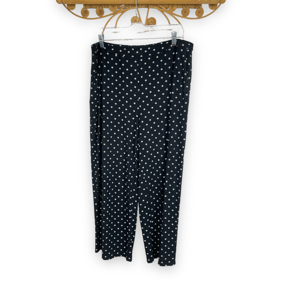 J. Jill Wearever wide leg crop pants floral black L
